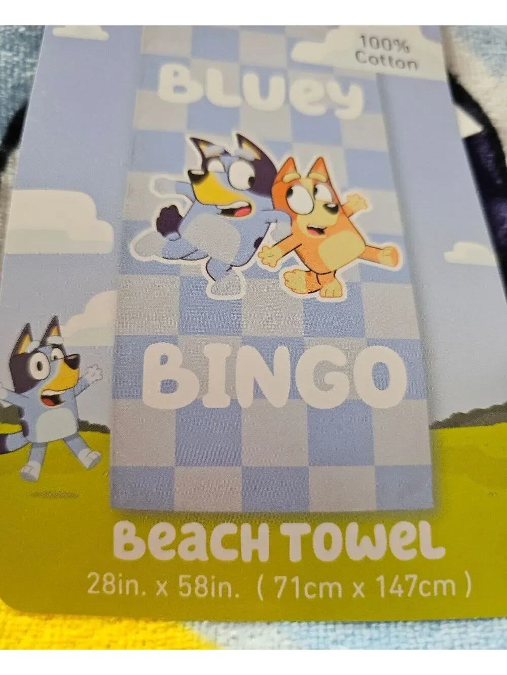 Bluey Bingo Beach Towel 28x58 100% Cotton Kids Bath Pool Towel NWT Disney